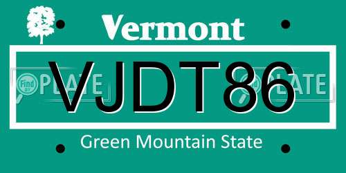 VJDT86 Vermont License Plate