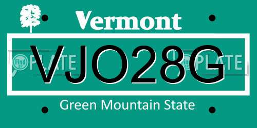 VJO28G Vermont License Plate