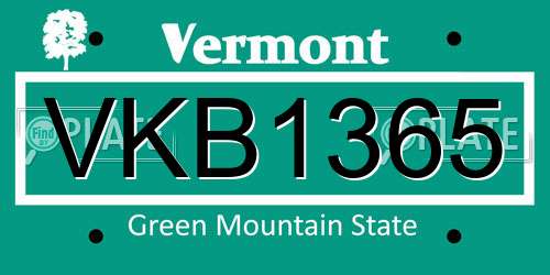VKB1365 Vermont License Plate
