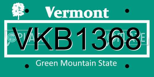 VKB1368 Vermont License Plate