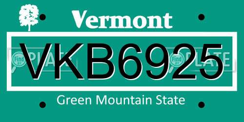 VKB6925 Vermont License Plate
