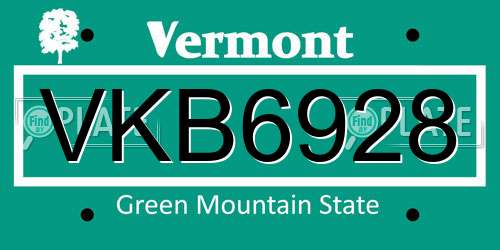 VKB6928 Vermont License Plate