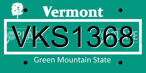 VKS1368 Vermont License Plate