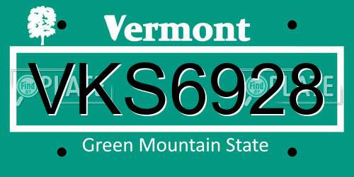 VKS6928 Vermont License Plate