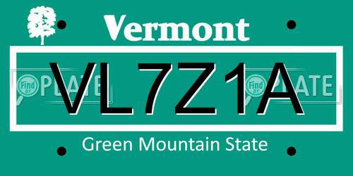 VL7Z1A Vermont License Plate