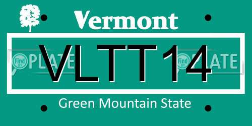VLTT14 Vermont License Plate