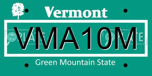 VMA10M Vermont License Plate