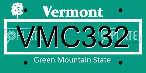 VMC332 Vermont License Plate