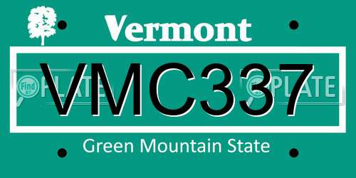 VMC337 Vermont License Plate