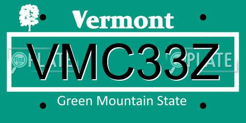 VMC33Z Vermont License Plate