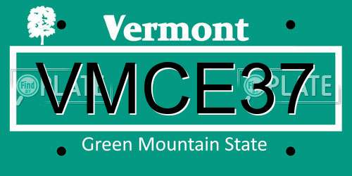 VMCE37 Vermont License Plate