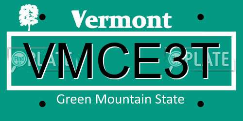 VMCE3T Vermont License Plate