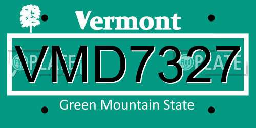VMD7327 Vermont License Plate