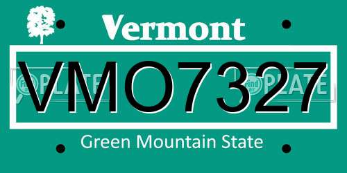 VMO7327 Vermont License Plate