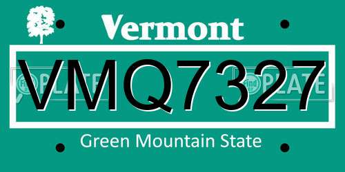 VMQ7327 Vermont License Plate