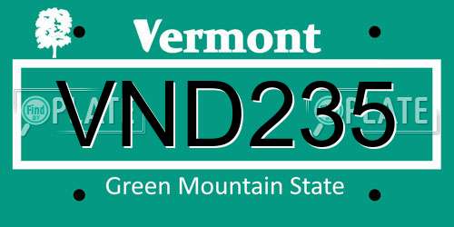 VND235 Vermont License Plate