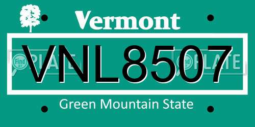 VNL8507 Vermont License Plate