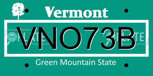 VNO73B Vermont License Plate