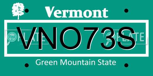 VNO73S Vermont License Plate