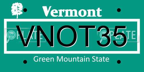 VNOT35 Vermont License Plate