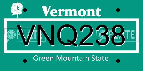 VNQ238 Vermont License Plate