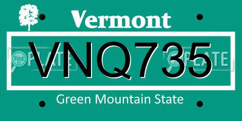 VNQ735 Vermont License Plate