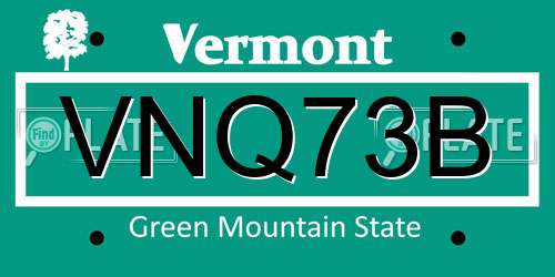 VNQ73B Vermont License Plate