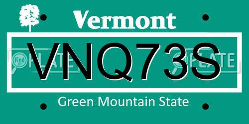 VNQ73S Vermont License Plate