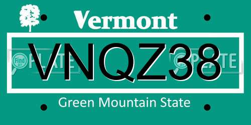 VNQZ38 Vermont License Plate