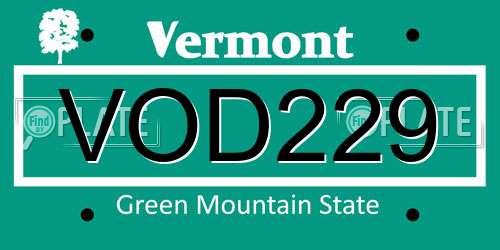 VOD229 Vermont License Plate