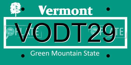 VODT29 Vermont License Plate