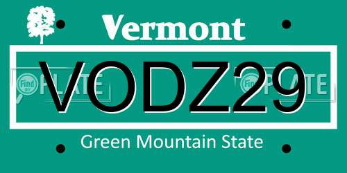 VODZ29 Vermont License Plate