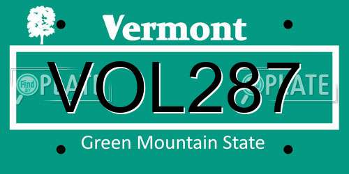 VOL287 Vermont License Plate