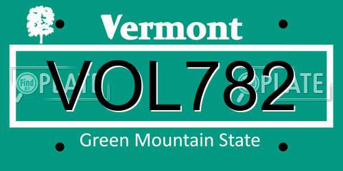 VOL782 Vermont License Plate