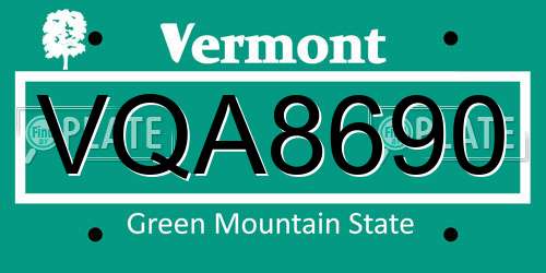 VQA8690 Vermont License Plate