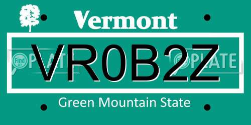 VR0B2Z Vermont License Plate