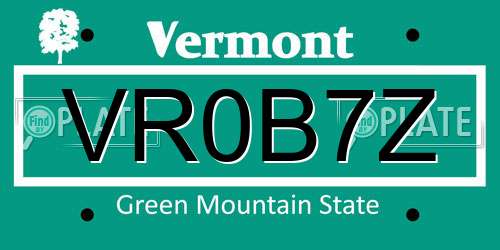VR0B7Z Vermont License Plate