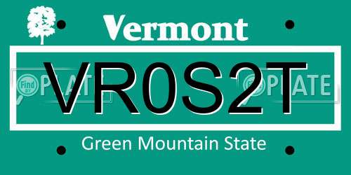 VR0S2T Vermont License Plate