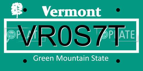 VR0S7T Vermont License Plate