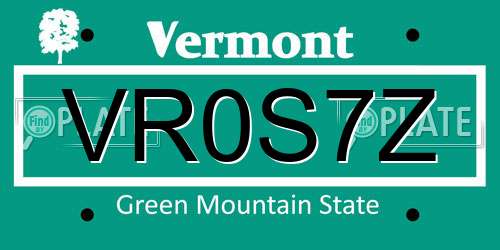 VR0S7Z Vermont License Plate
