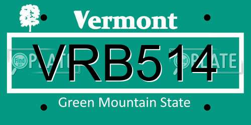 VRB514 Vermont License Plate