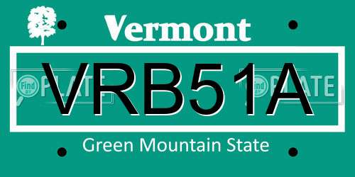 VRB51A Vermont License Plate