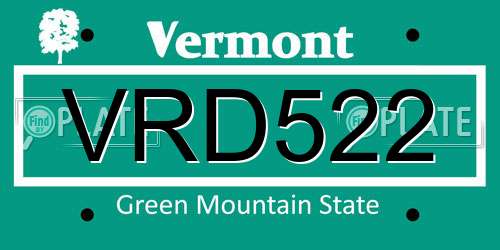 VRD522 Vermont License Plate