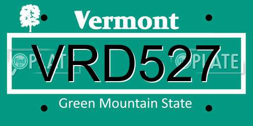 VRD527 Vermont License Plate