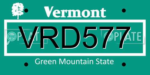 VRD577 Vermont License Plate