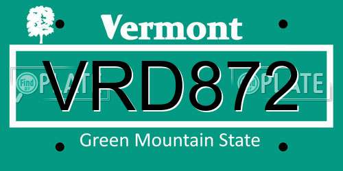 VRD872 Vermont License Plate