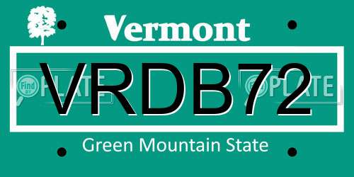 VRDB72 Vermont License Plate