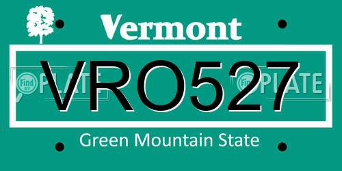 VRO527 Vermont License Plate