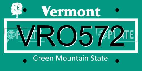 VRO572 Vermont License Plate