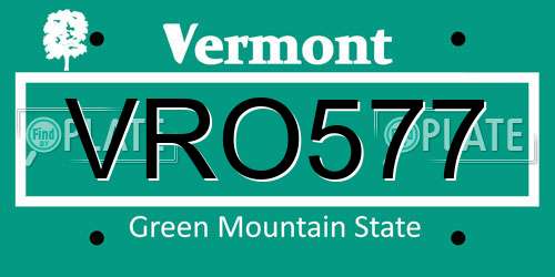 VRO577 Vermont License Plate